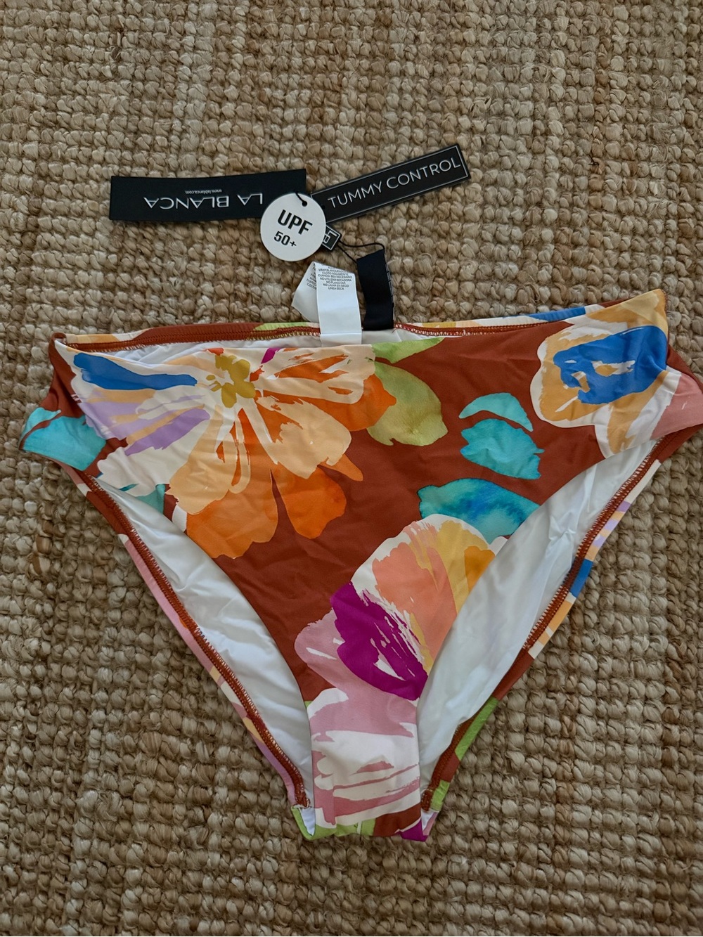 La Blanca Rust Floral High-Cut Swim Shorts
